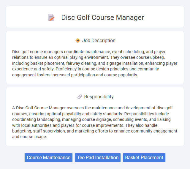 Disc Golf Course Manager Job Description and Career Detail