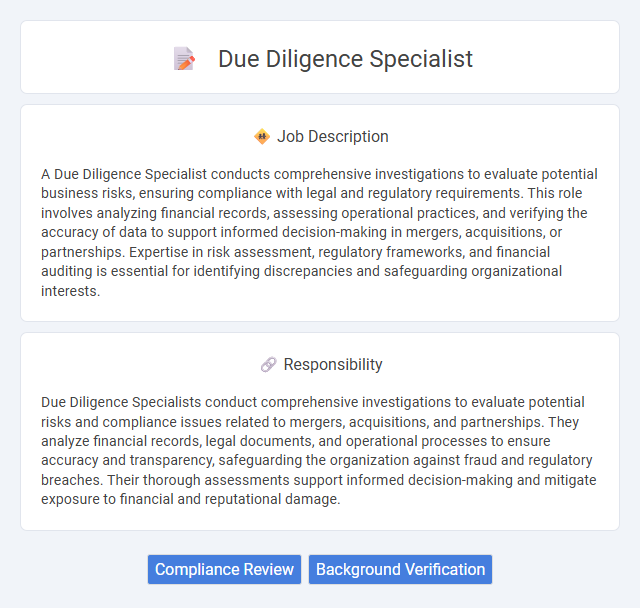 Due Diligence Specialist Job Description and Career Detail