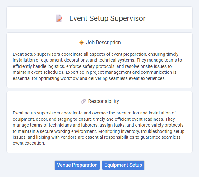 Event Setup Supervisor Job Description and Career Detail