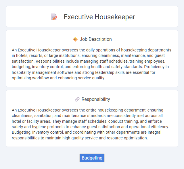 Executive Housekeeper Job Description and Career Detail