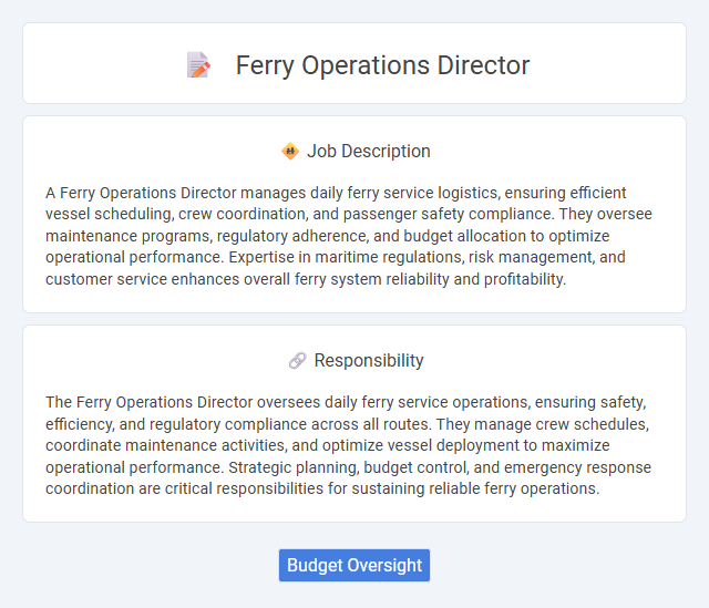 Ferry Operations Director Job Description and Career Detail