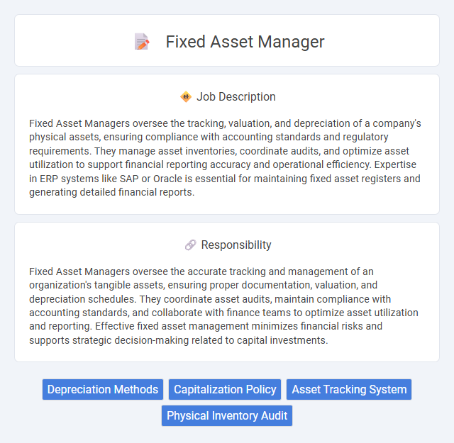 Fixed Asset Manager Job Description and Career Detail