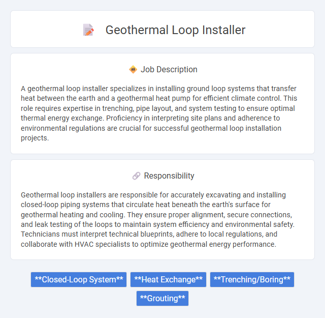 Geothermal Loop Installer Job Description and Career Detail