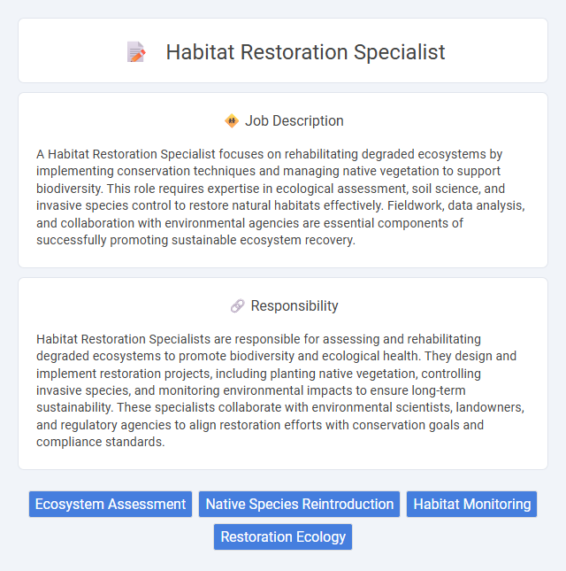 Habitat Restoration Specialist Job Description and Career Detail