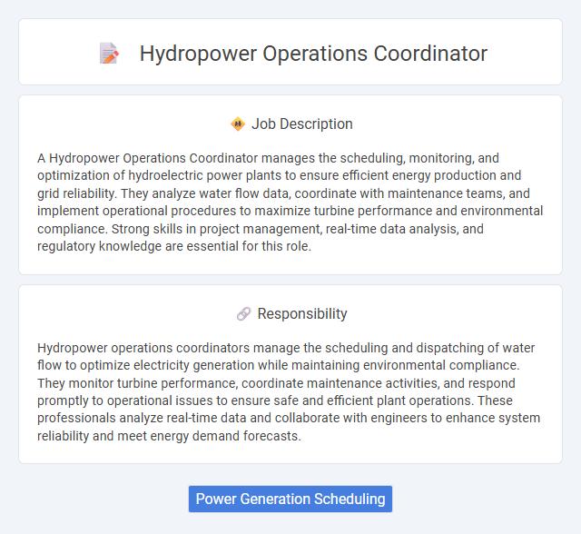 Hydropower Operations Coordinator Job Description and Career Detail