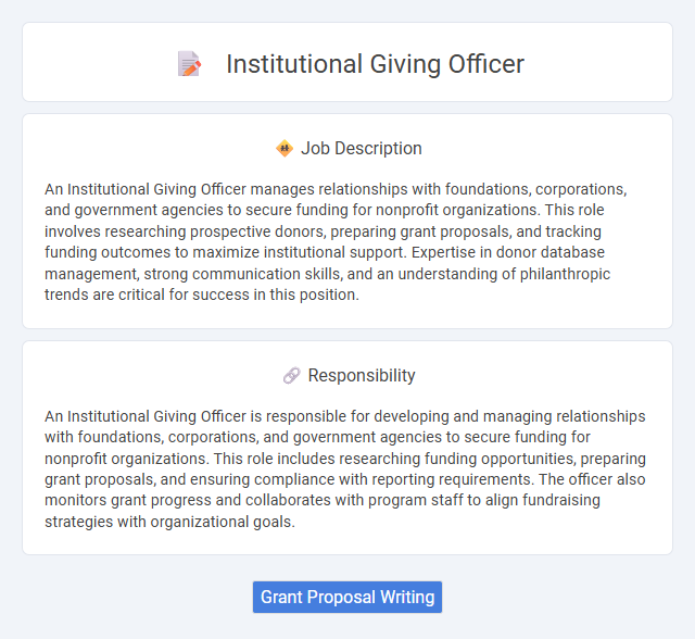 Institutional Giving Officer Job Description and Career Detail