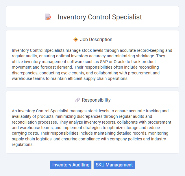 Inventory Control Specialist Job Description and Career Detail