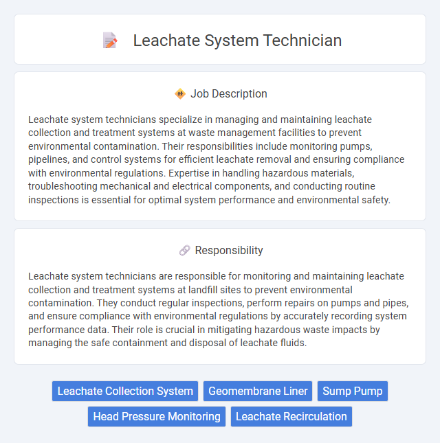 Leachate System Technician Job Description and Career Detail