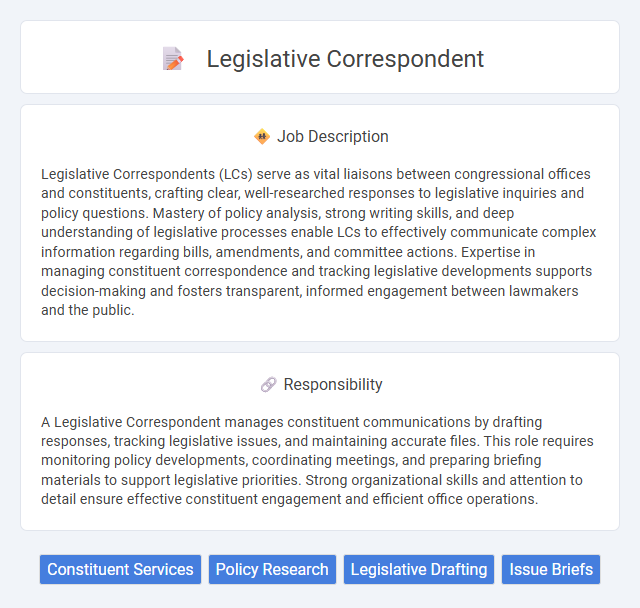 Legislative Correspondent Job Description and Career Detail