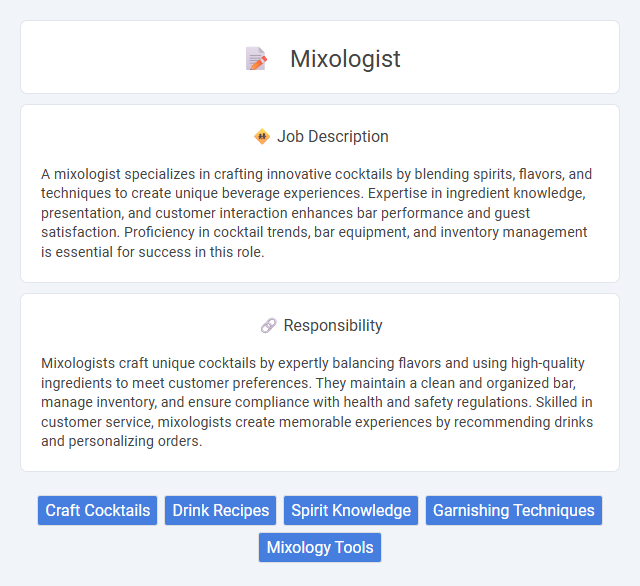 Mixologist Job Description and Career Detail