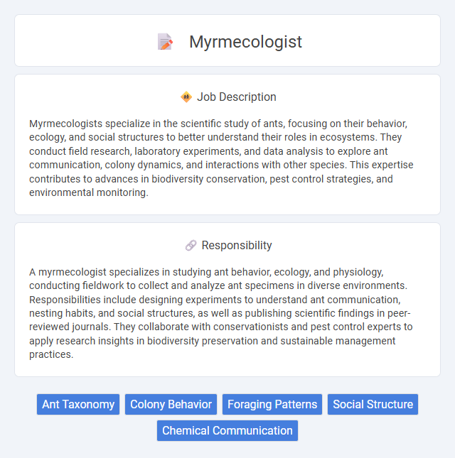 Myrmecologist Job Description and Career Detail