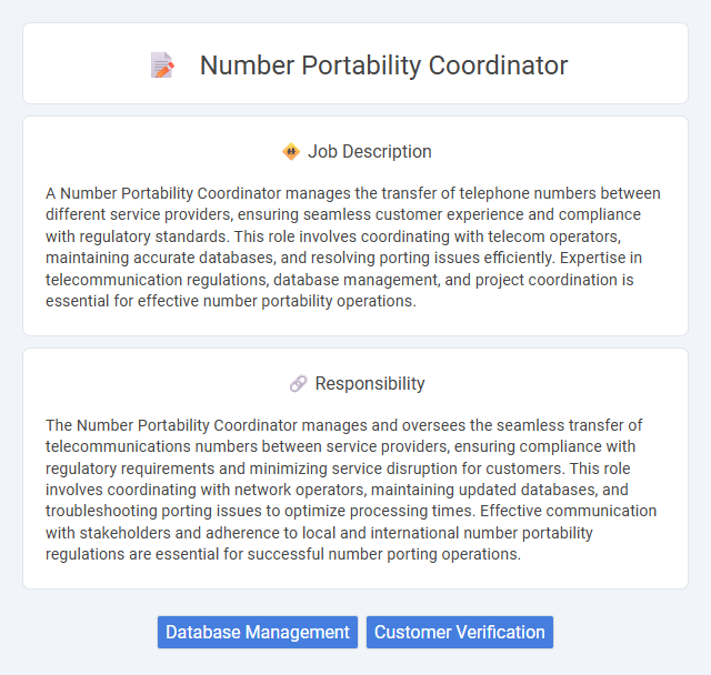 Number Portability Coordinator Job Description and Career Detail