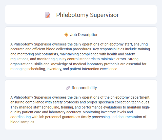 Phlebotomy Supervisor Job Description and Career Detail