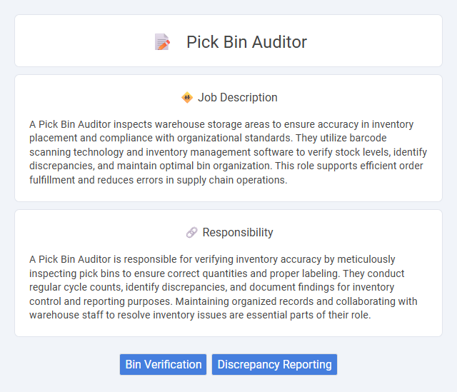 Pick Bin Auditor Job Description and Career Detail