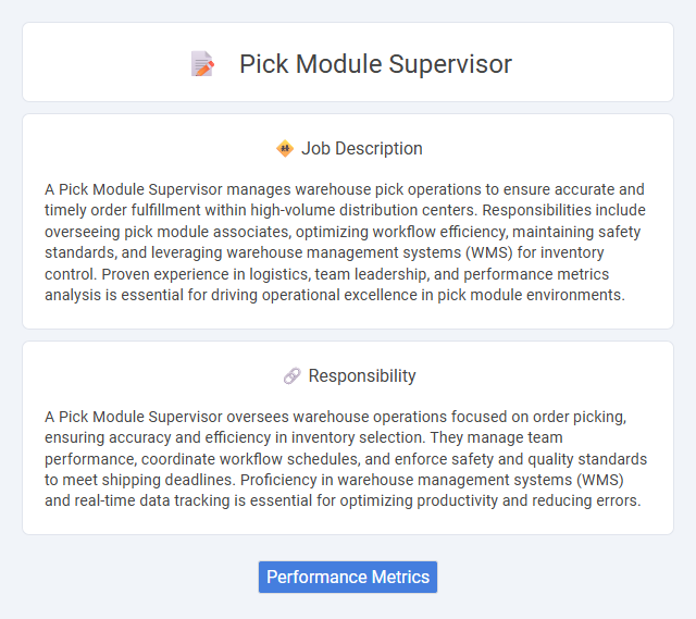 Pick Module Supervisor Job Description and Career Detail