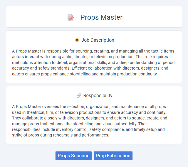 Props Master Job Description and Career Detail