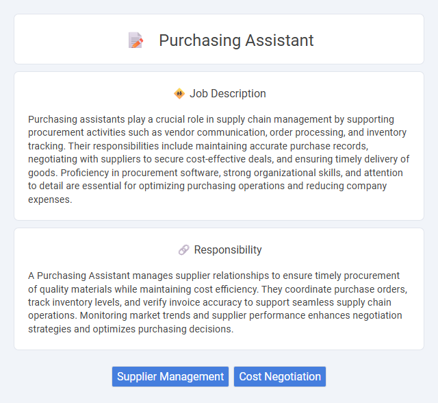 Purchasing Assistant Job Description and Career Detail