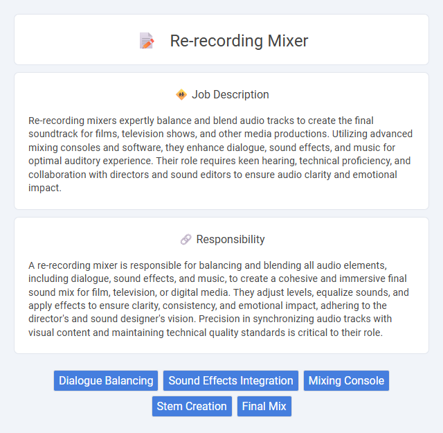 Re-Recording Mixer Job Description and Career Detail