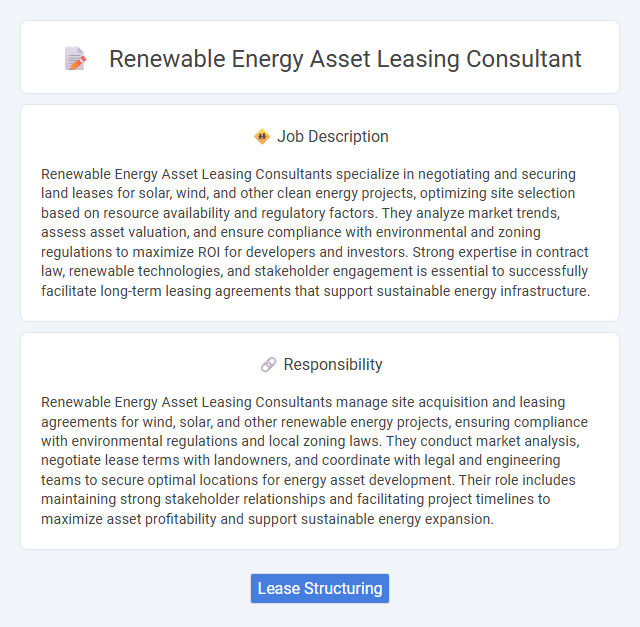 Renewable Energy Asset Leasing Consultant Job Description and Career Detail