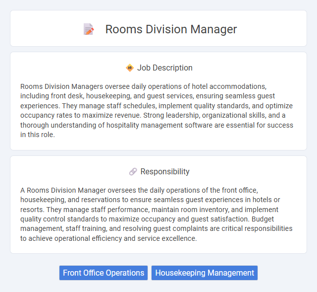 Rooms Division Manager Job Description and Career Detail