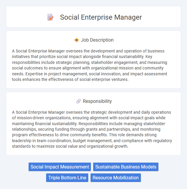 Social Enterprise Manager Job Description and Career Detail