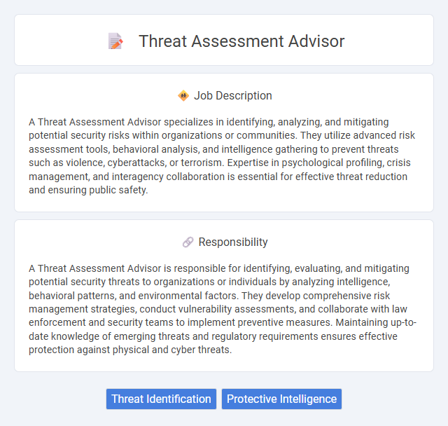 Threat Assessment Advisor Job Description and Career Detail