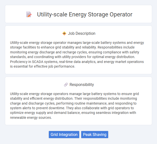 Utility-Scale Energy Storage Operator Job Description and Career Detail