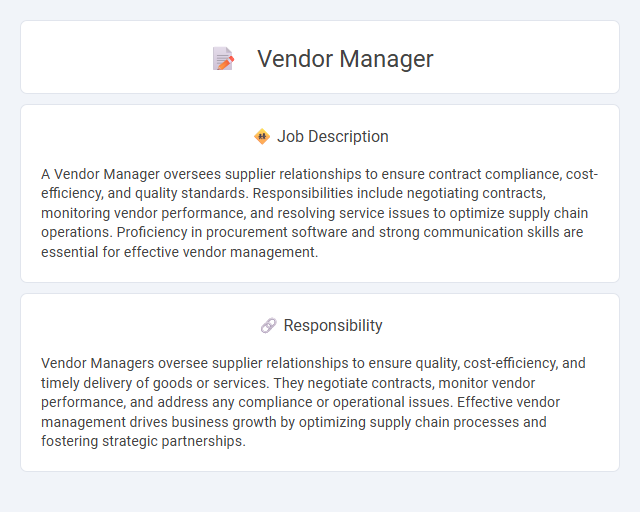 Vendor Manager Job Description and Career Detail