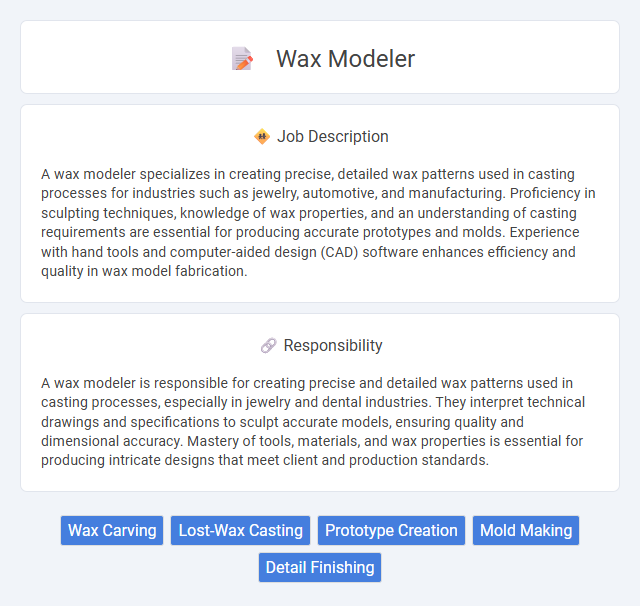 Wax Modeler Job Description and Career Detail