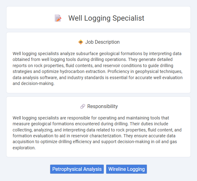 Well Logging Specialist Job Description and Career Detail
